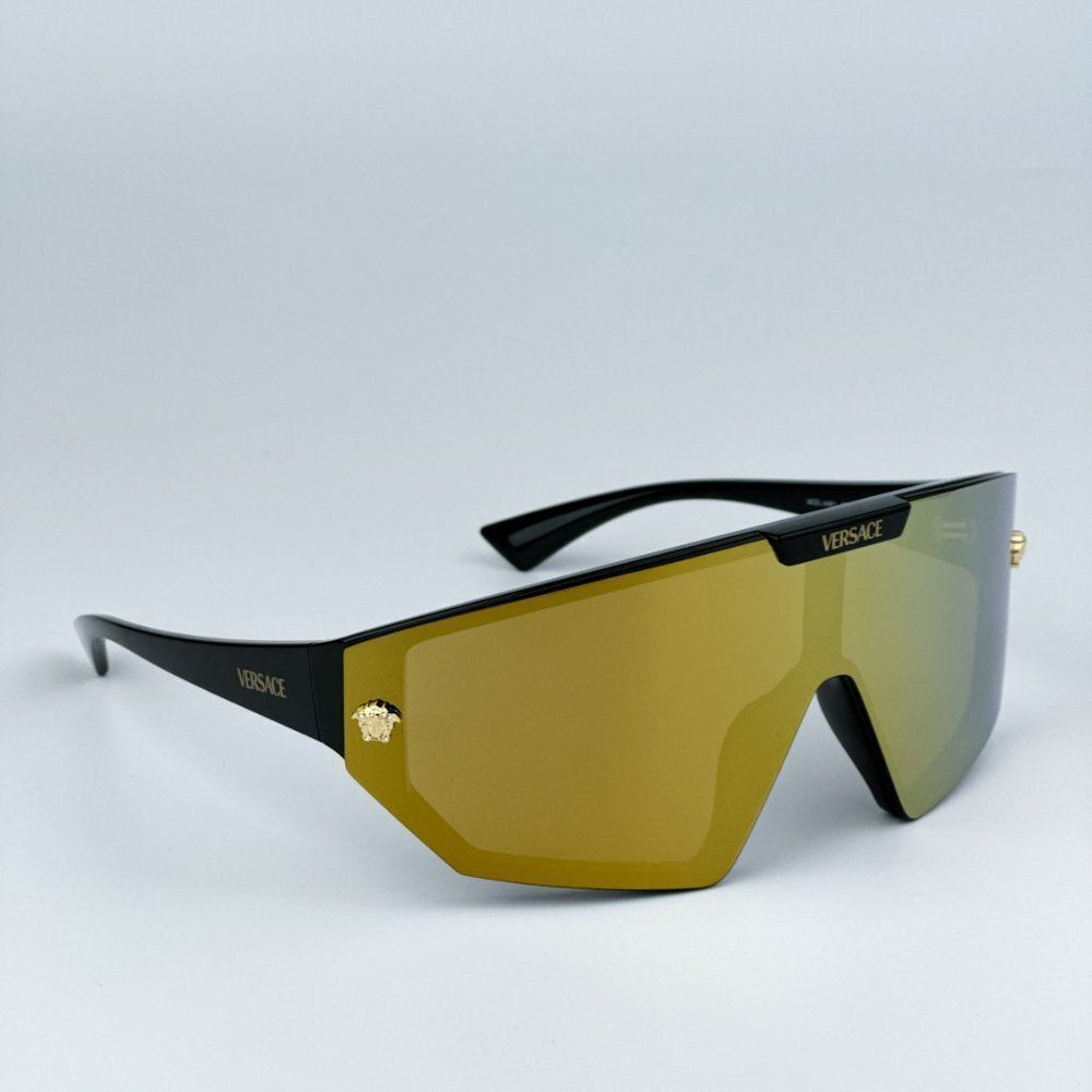 NEW Versace VE4461 GB1/87 Black Dark Grey Mirror Gold Detachable Lens Sunglasses - Picture 7 of 15